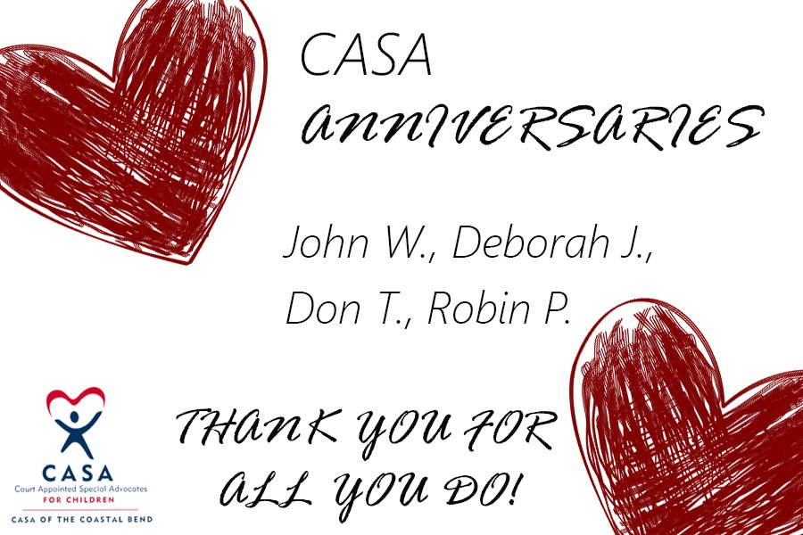 becomeacasa's tweet photo. Happy CASA Anniversary to volunteers &amp; staff who joined in March! 25 years w/CASA! #CASAalumni #CASAanniversaries https://t.co/17QEonCbld