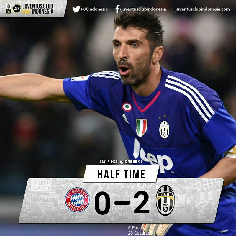 HALF TIME!! 

Tim tamu memimpin 2 gol dan agregat gol menjadi 2-4 untuk Juventus.#BeHeroes
