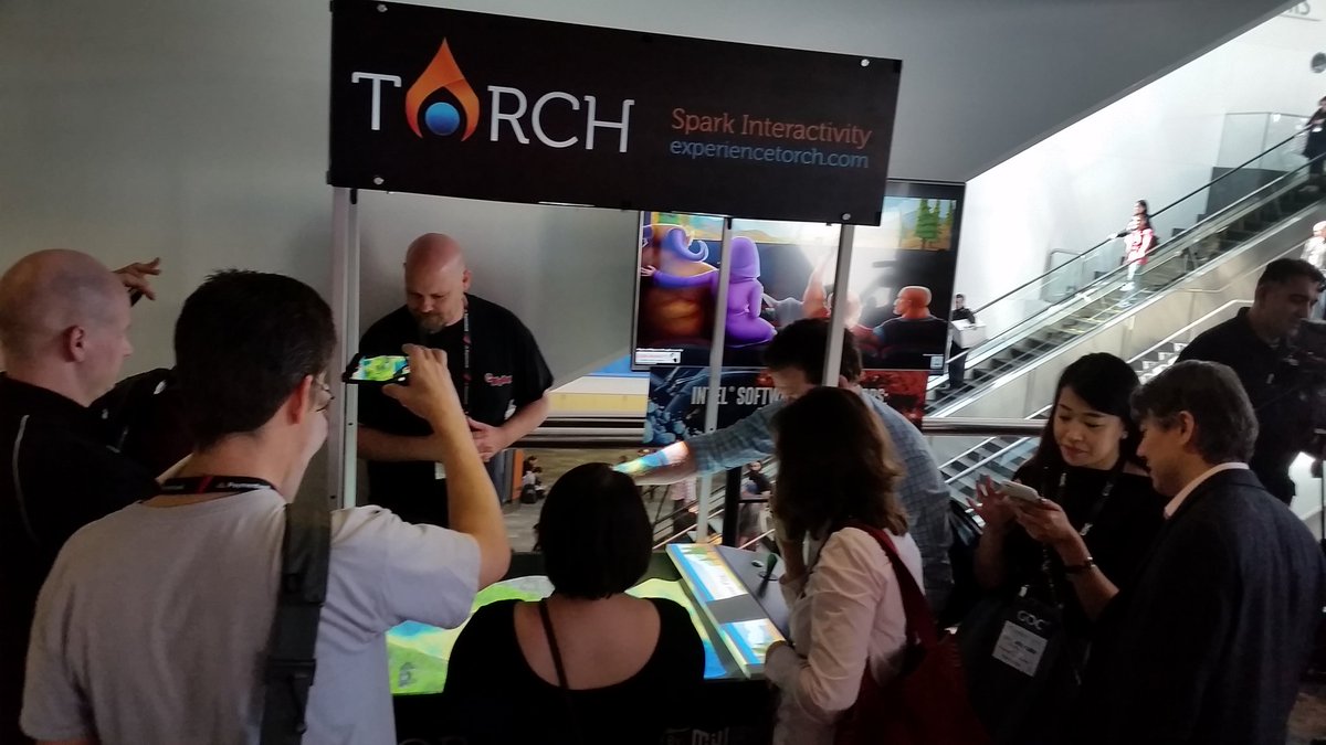 bobduffy's tweet image. Torch augmented sand table is again a huge hit with @TheCodeMonkeys  #GDC #intelgamedev