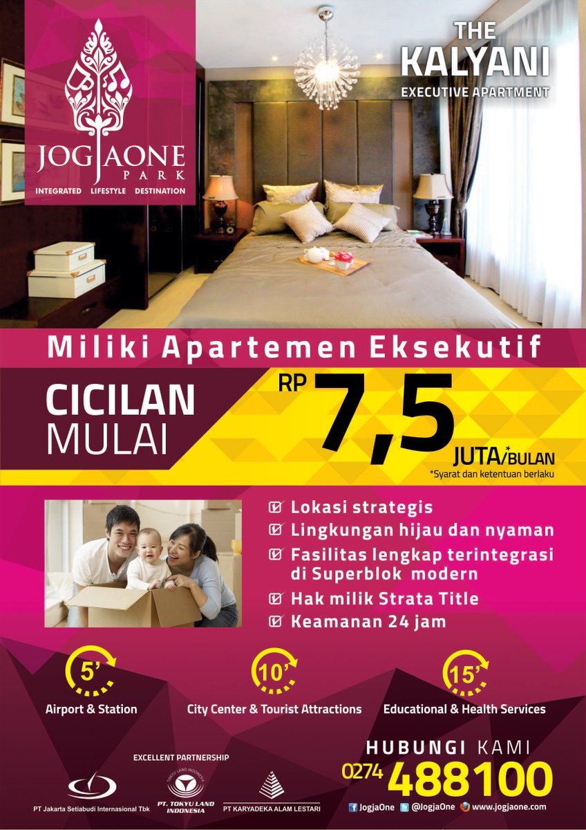 JogjaOne's tweet photo. Miliki Apartemen Eksekutif di superblok #JogjaOne Park, dengan cicilan  mulai Rp 7,5 Jt/bln, hubungi (0274) 488100 https://t.co/ATqg7dv6gG