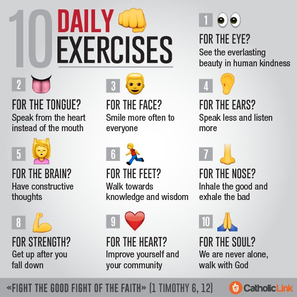 catholiclink_en's tweet photo. A great list of exercises to prepare ourselves for #HolyWeek! #Lent #GetSpirituallyFit https://t.co/5TsWIUdVU0