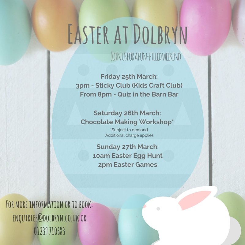 Dolbryn's tweet photo. Lots going on at Dolbryn this Easter. We're excited!! https://t.co/xhp1hkIDck