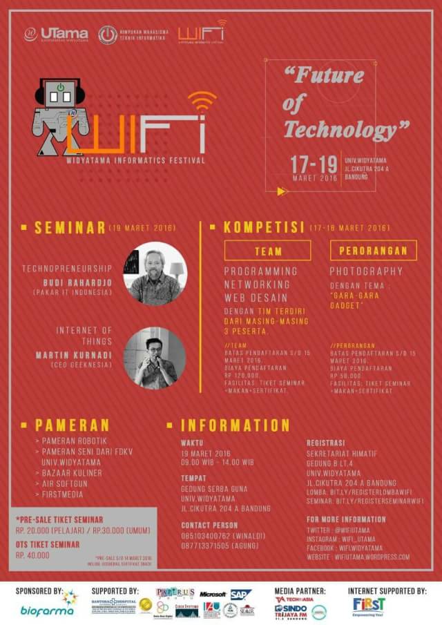 Ayo ikutan seminar IT WIFI "Future Of Technology" buat menambah wawasan tentang IT #wifiutama #universitaswidyatama