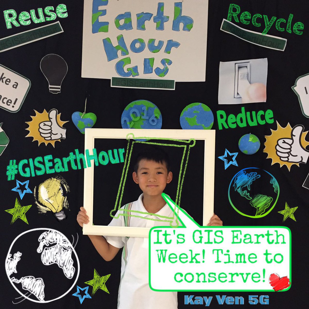 Come and take a photo at our Earth Hour photo booth #GISEarthHour #gislearning #prizestobewon