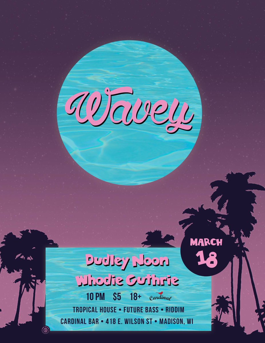 Can't wait to play this Friday <a href="/cardinaldancing/">Cardinal Bar Madison</a>! 

#tropicalhouse #tropicalbass

facebook.com/events/1587856…