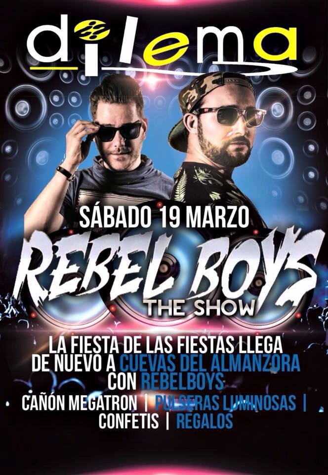 RebelBoysDJS's tweet photo. Comenzamos el Rebel Tour 2016" Este sábado estaremos Liándola en discoteca "Dilema" Cuevas de Almanzora. #DjShow https://t.co/qtDYtVpUaY