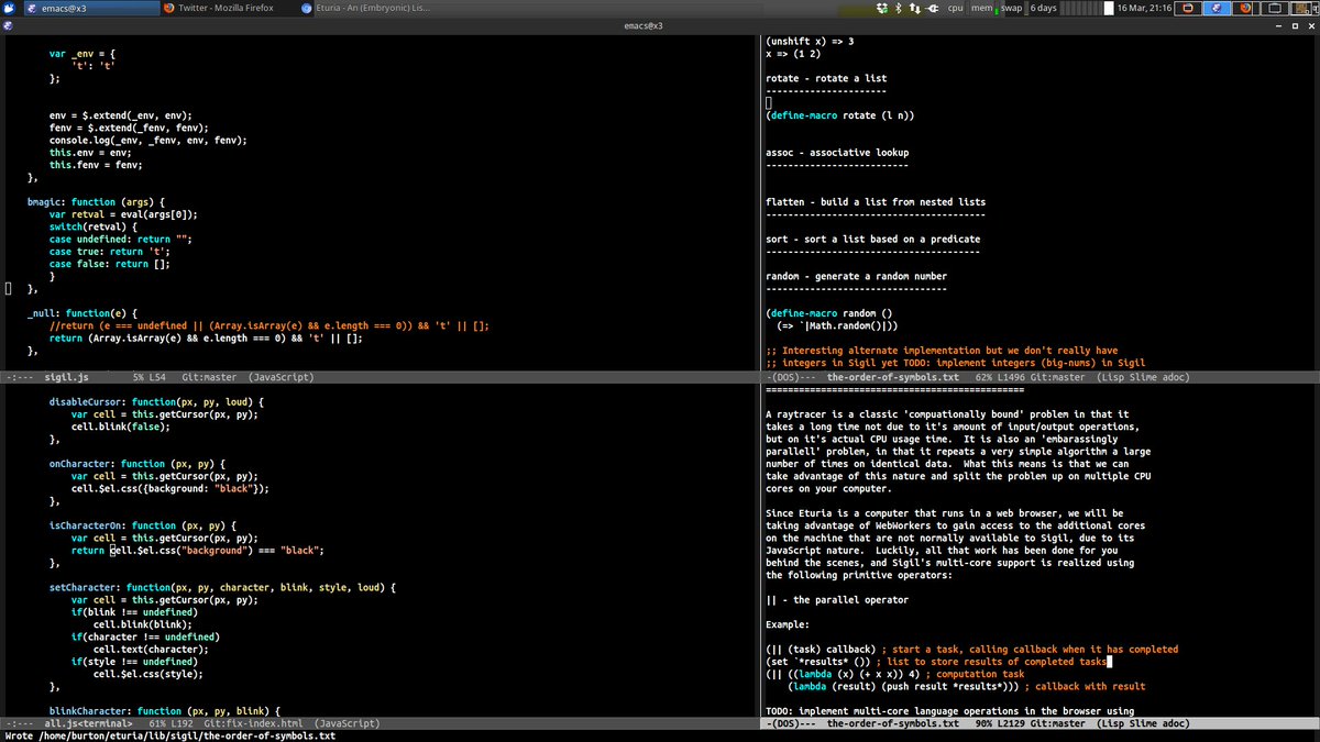 kruhft's tweet photo. #Eturia #emacs #development #screenshot.

#javascript #webdev #lisp #machine #activities #book #np https://t.co/lbPBLSfmJd