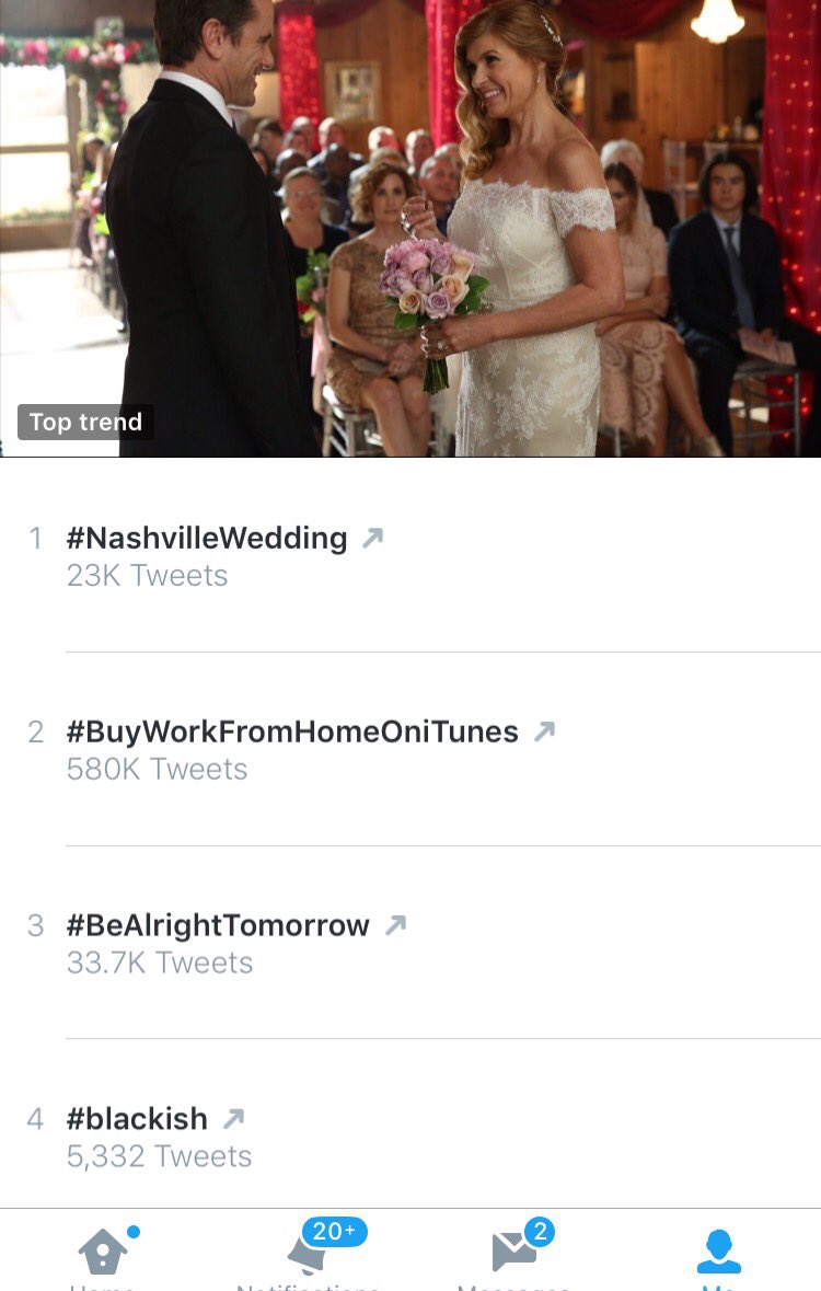AddictedNashie's tweet photo. NUMBER ONE TRENDING RIGHT NOW! 🙌🏻🎉🍾 @Nashville_ABC @NashvilleWrites @CharlesEsten @clarembee #NashvilleWedding https://t.co/InIBIDJcMK