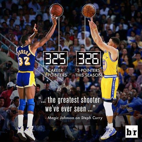 Стефийн нэг улиралд оруулсан холын зайн шидэлт, Мэжик Жонсоны замналынхаа турш хийсэн шидэлтээс давав. WTF???