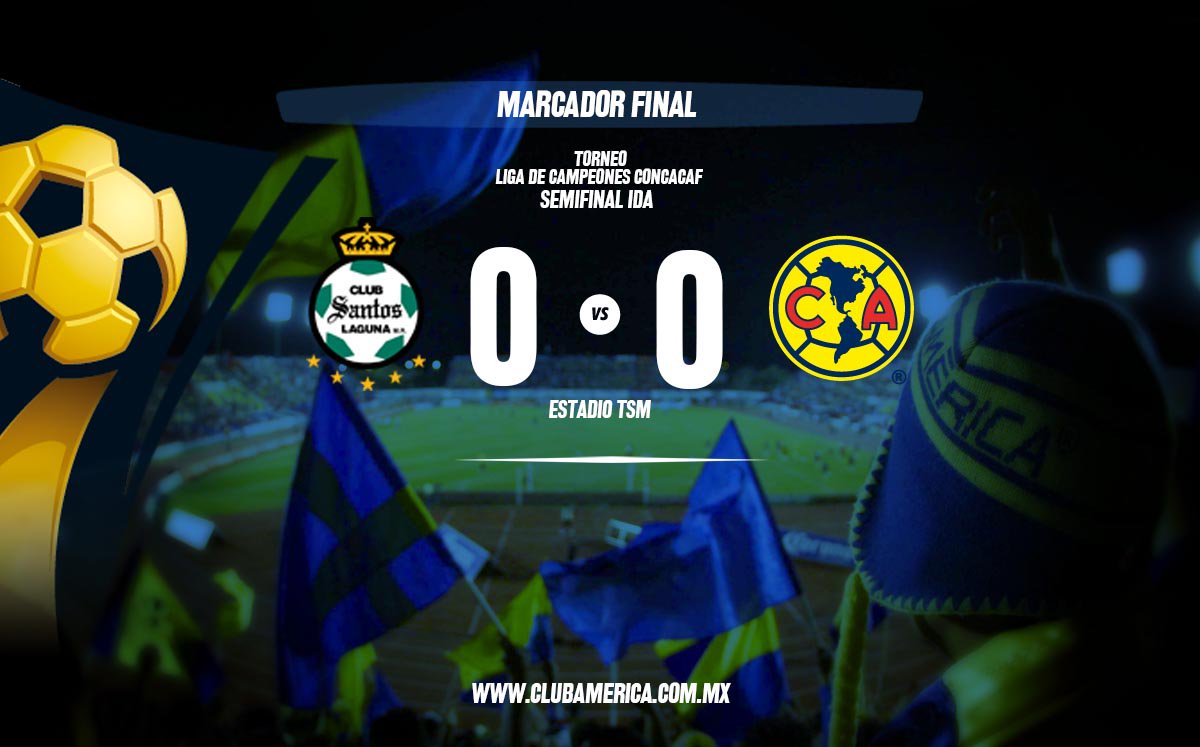 ClubAmerica's tweet photo. Culmina el partido de ida de semifinal @ClubSantos 0-0 @ClubAmerica #VamosAmérica https://t.co/LmR6y7LmC6