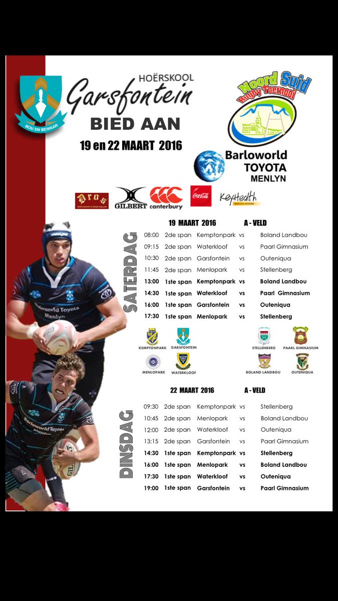 Get out and support this great tournament at Garsfontein! #NoordSuidRugbyToernooi