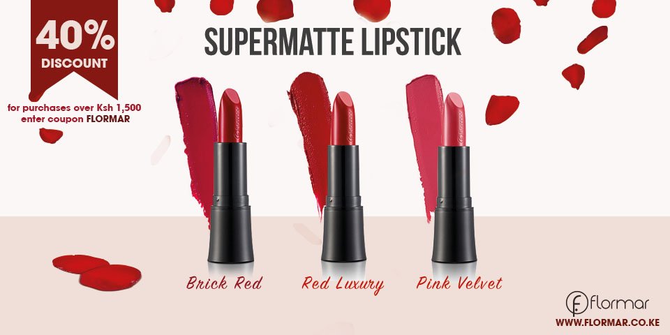 flormarkenya's tweet photo. Feel a velvety touch of red on your lips this Easter with Flormar Supermatte lipstick! #FlormarKe #ColorForEveryYou https://t.co/J2sLlVfv63