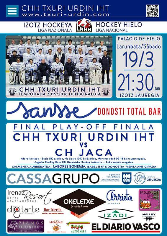 LNHH_VAVEL's tweet photo. La final del playoff #LNHH se la juegan a un partido entre 
@Txurihockey y @Clubhielojaca 
Sábado 19/03 a las 21:30 https://t.co/zoYb0leWfP