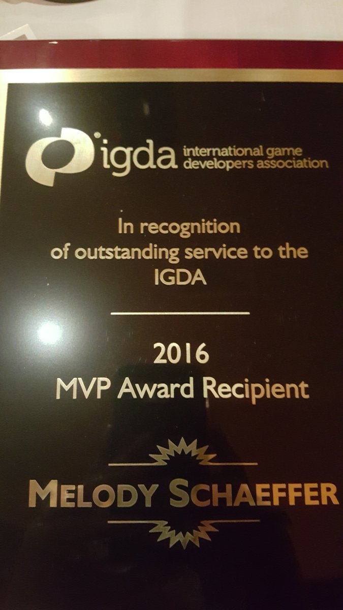 IGDASV's tweet photo. Congratulations to our chair, @Schaeffermj, for being recognized for her contributions to IGDA! #IGDAMVP https://t.co/7Mut7tQ6ua