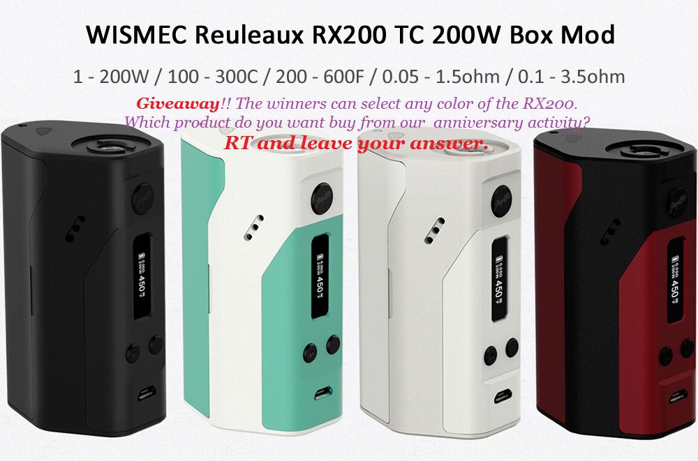Vaporgearbest's tweet photo. #Giveaway.To celebrate #GearBest 2nd anniversary,2 pics once this Tweet gets 30 RT,#vapor,https://t.co/4bfs1essdc https://t.co/i9gLoV1jwq
