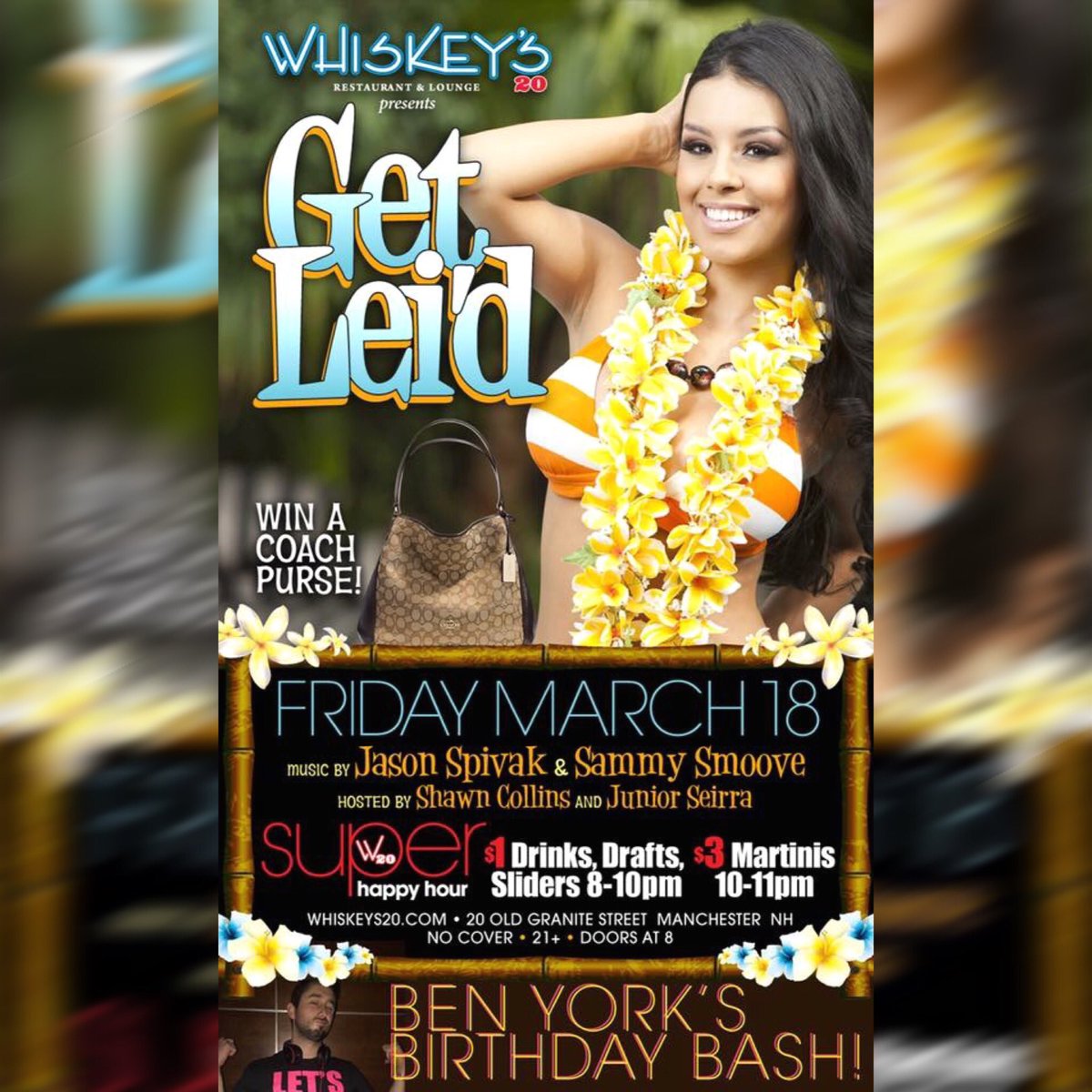 Come out tomorrow and get wild w us at Whisky's 20! Lady's, come out for a chance to win a Coach Purse! VIP avail!