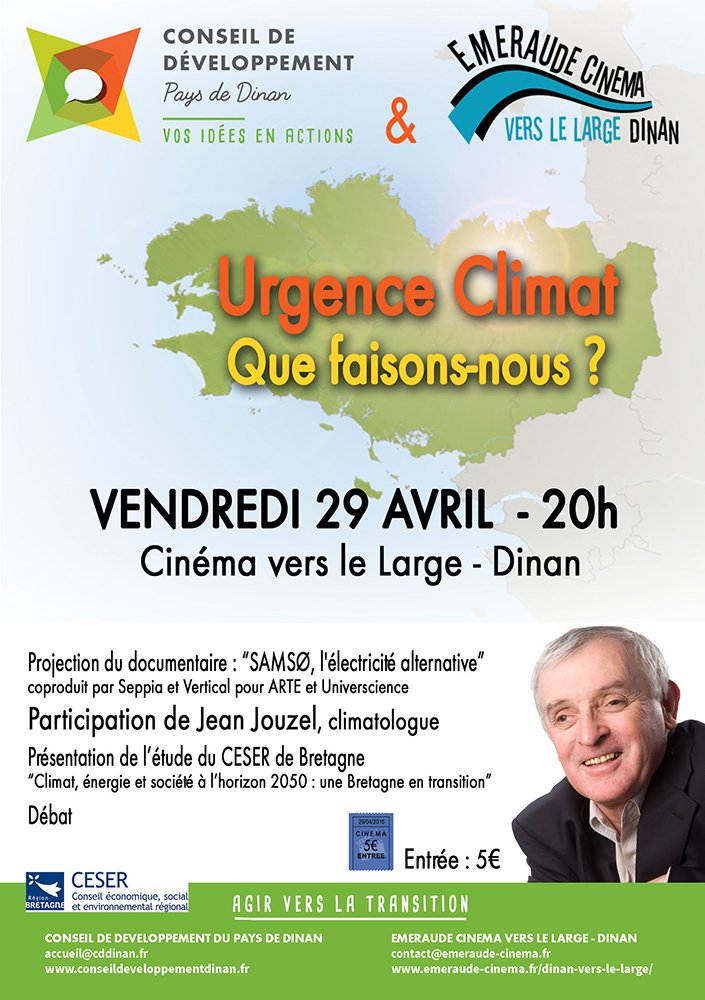 #29avril2016 - Cinéma Vers le large Dinan : Urgence Climat : que faisons nous? avec #JeanJouzel