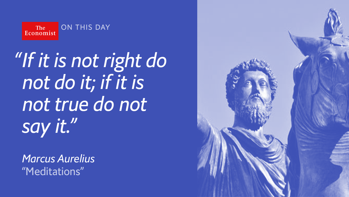 TheEconomist's tweet photo. Marcus Aurelius, Roman emperor and philosopher, died #onthisday 180 AD https://t.co/oPzoATXLjD