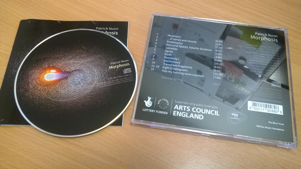 New disc #Morphosis by @PatrickNunn arrived on my desk to listen to this morning #newmusic