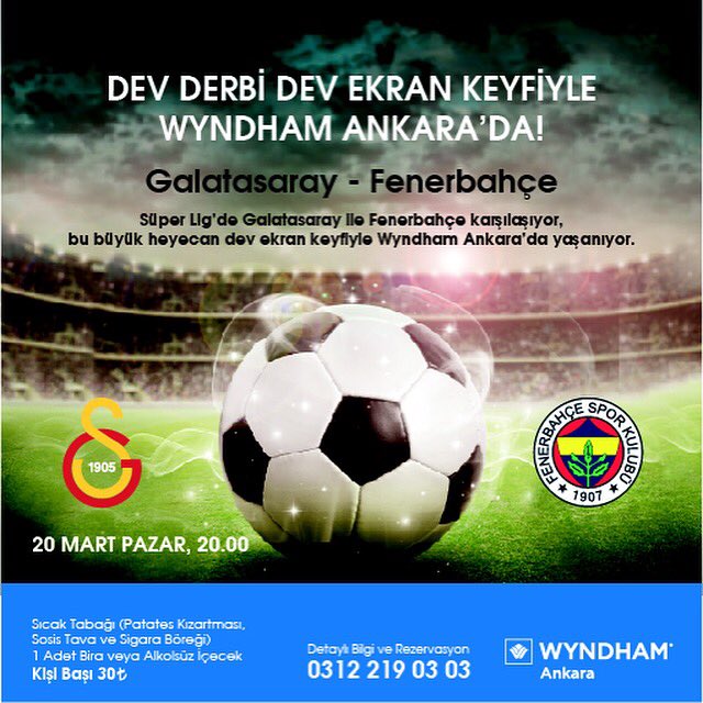 wyndhamankara's tweet photo. Galatasaray &amp; Fenerbahçe karşılaşıyor, bizde bu büyük heyecanı dev ekran keyfiyle yaşıyoruz! https://t.co/2zS6QqOEtV