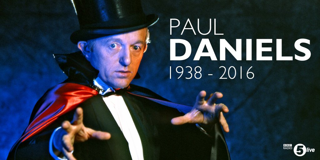 bbc5live's tweet photo. Magician Paul Daniels has died aged 77. What are your memories of him? 

Reaction: https://t.co/UQMSd5TKbb https://t.co/PTcgBA8Jde