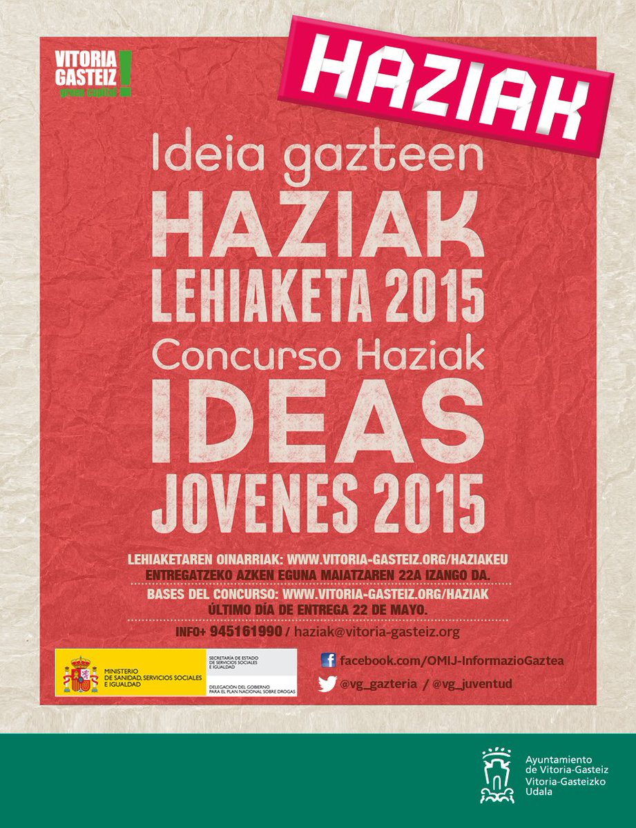 VGgaztea's tweet photo. Ideia gazteen lehiaketa 2016!
Laster zabalduko dugu aurtengo kartela, deialdia, zuen zalantzak entzuteko belarriak.. https://t.co/FjZveCJot9