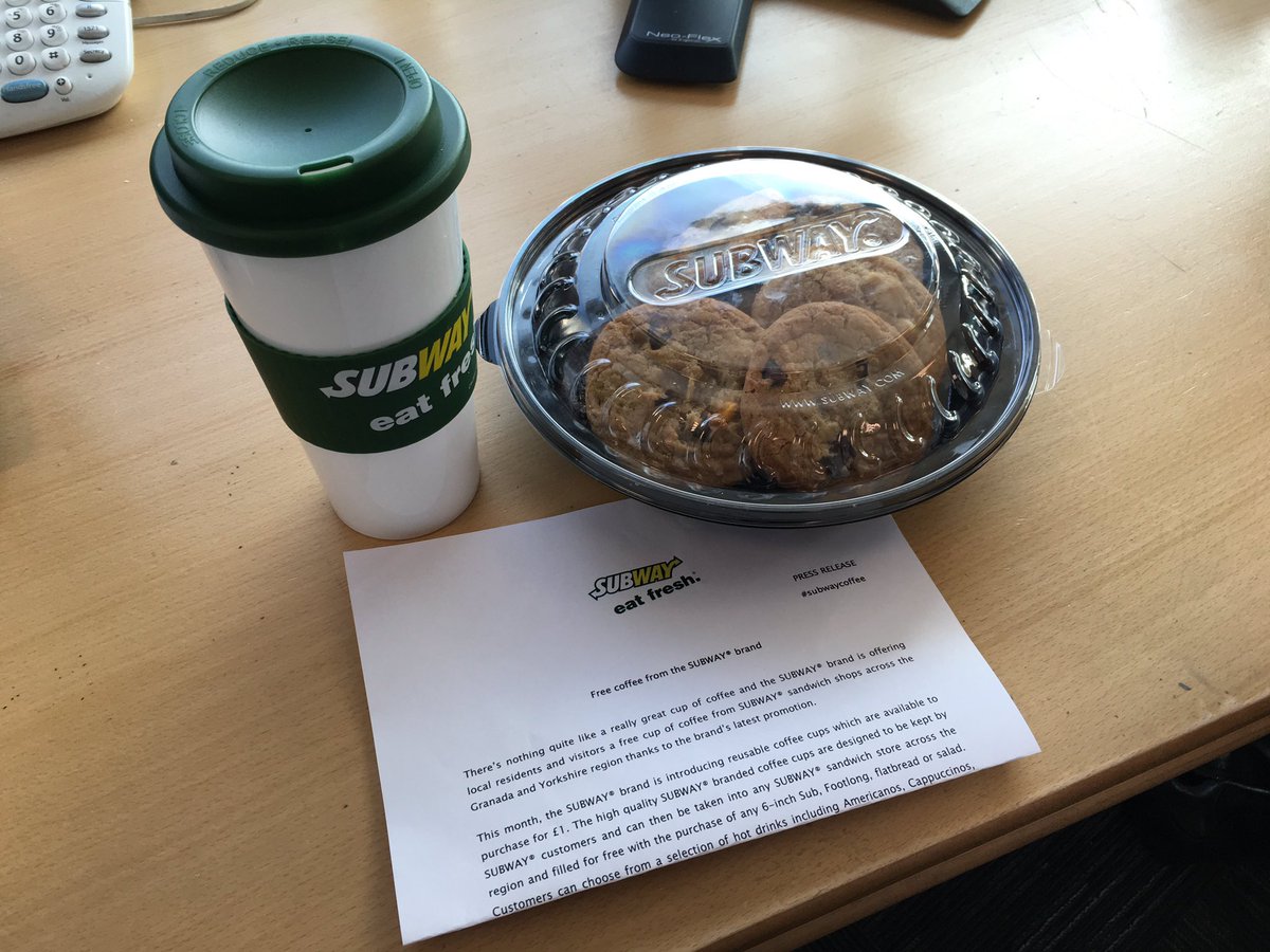 AlexT's tweet photo. Thanks to @SUBWAYUKIreland for sending these free goodies up the tower! #SubwayCoffee https://t.co/krlhgUXmvJ