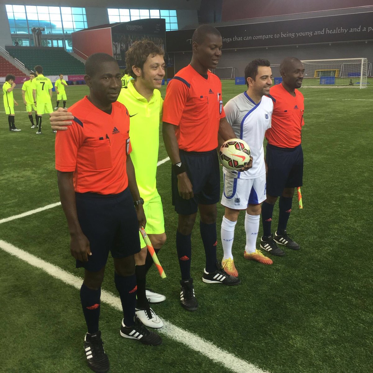 MotoGP's tweet photo. When VR met Xavi... Game on! #VRvXavi 🇶🇦🏁⚽️ https://t.co/XBIC4m6bIp