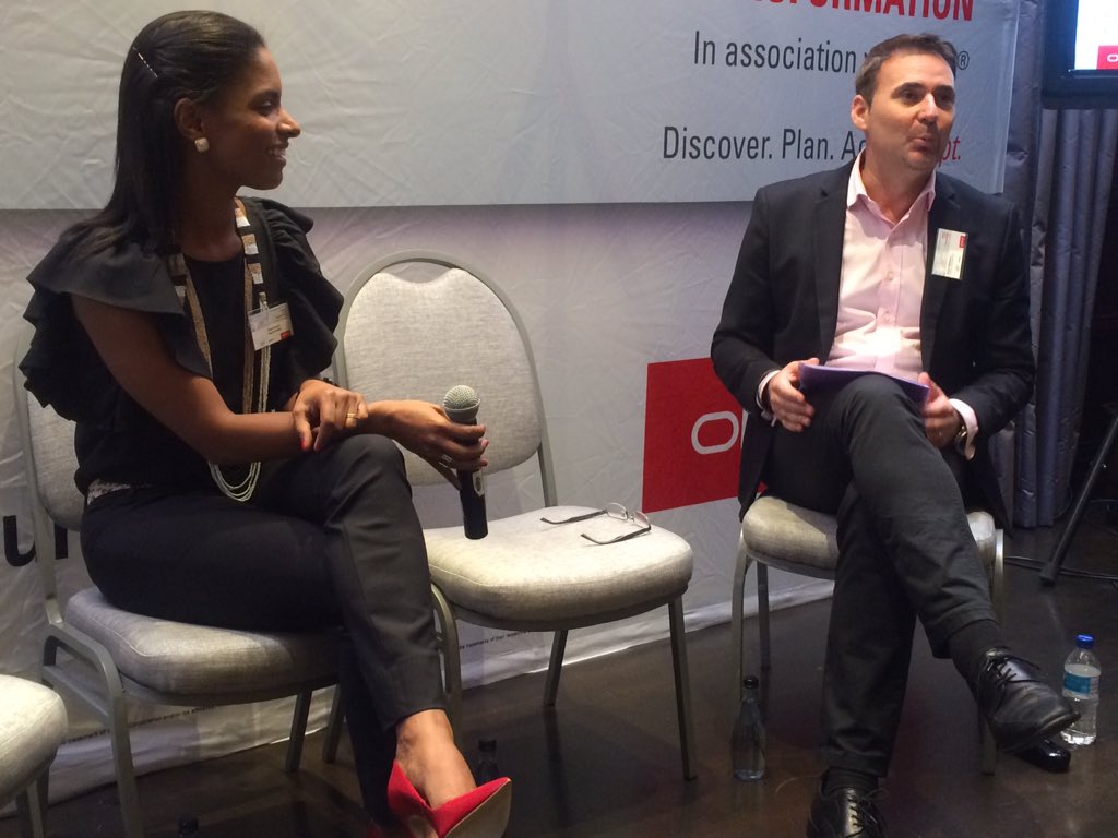 CxDaryn's tweet photo. Paula Ferreira of @AngolaCables talks HR transformation with Rob Williamson @OracleZA #OracleDigitalZA https://t.co/JeqdJ6oSCt