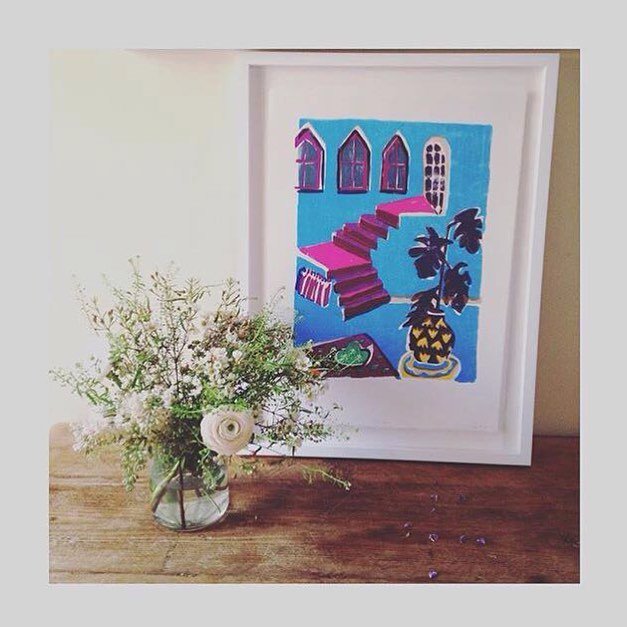printclublondon's tweet photo. Lovely little #regram of our current #printern #roseelectraharris #pinkstairs #screenprint⦠https://t.co/LJDnJ2irPQ https://t.co/2kpAfURepG