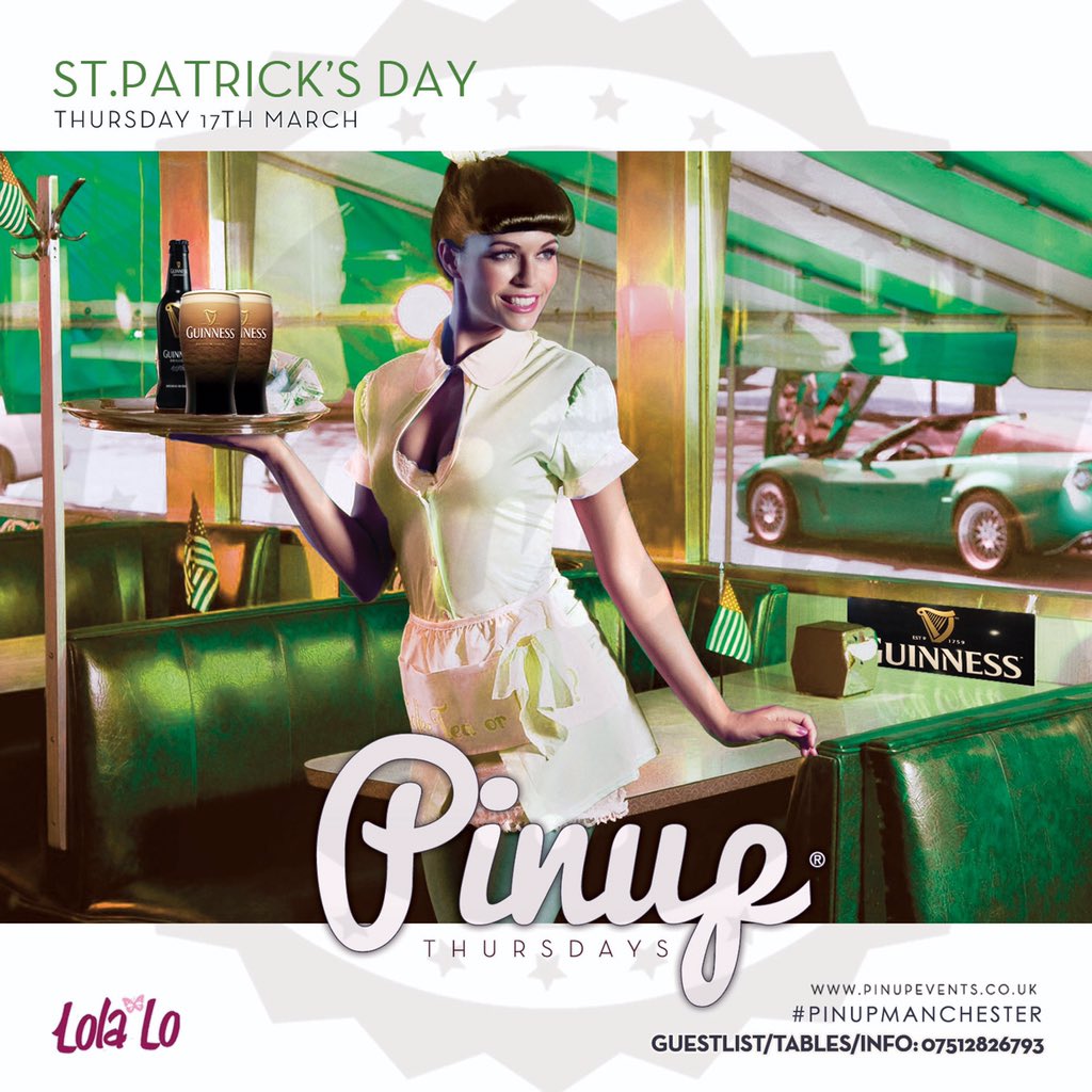 Happy St.Patricks Day!! 
💃🏻🍀💃🏻🍀💃🏻🍀💃🏻🍀💃🏻🍀
Looking forward to tonight's shenanigans 
<a href="/PinupManc/">Pinup Manchester</a> @lolalomcr
#StPaddys