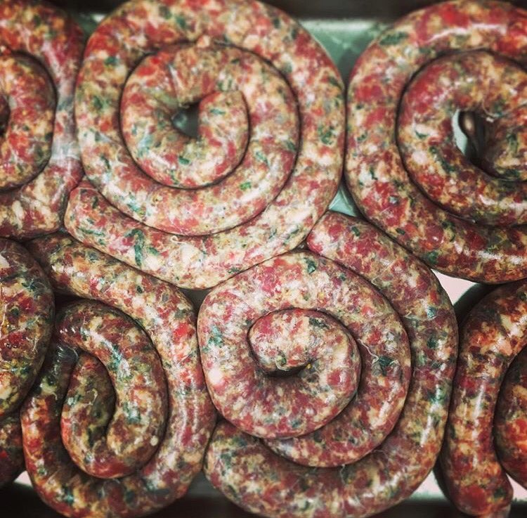 chefcalum's tweet photo. We've also got these on at lunch...homemade pork and sage sausages with mash and onion gravy #keepitsimples https://t.co/KfYIWwcq4C