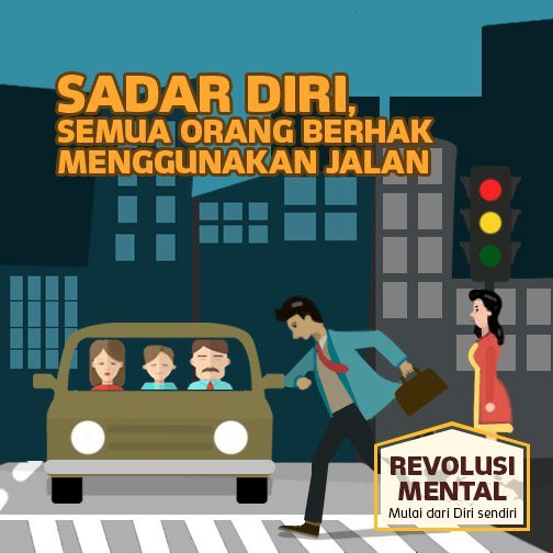 kemenkopmk's tweet photo. Sadar diri, semua orang berhak menggunakan jalan... #RevolusiMental @TMCPoldaMetro https://t.co/7Mgp6yzTW0