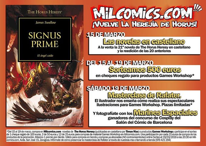 MILCOMICS's tweet photo. ¡#TheHorusHeresy en Milcomics! Sorteo, masterclass con @Rafater y cosplay de @FrikiRoom https://t.co/RBTtAPbljs https://t.co/5vdpMPNn9K