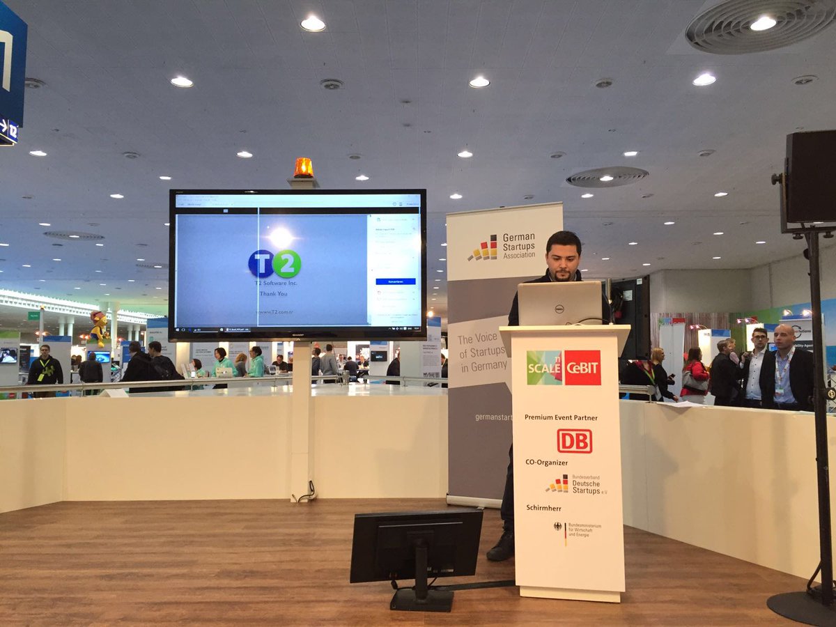 CyberparkTGB's tweet photo. Our company @T2Yazilim is on #startup stage and presenting #cloud solutions. Dont forget to visit hall11D70/1 @cebit https://t.co/VpKiOBkuyE