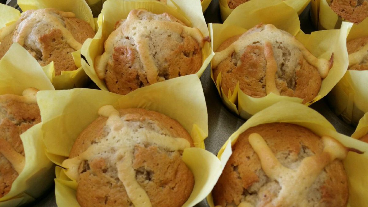Pryces_Bakers's tweet photo. A twist on the traditional hot cross buns - we are doing hot cross muffins https://t.co/hWdyFxStY7