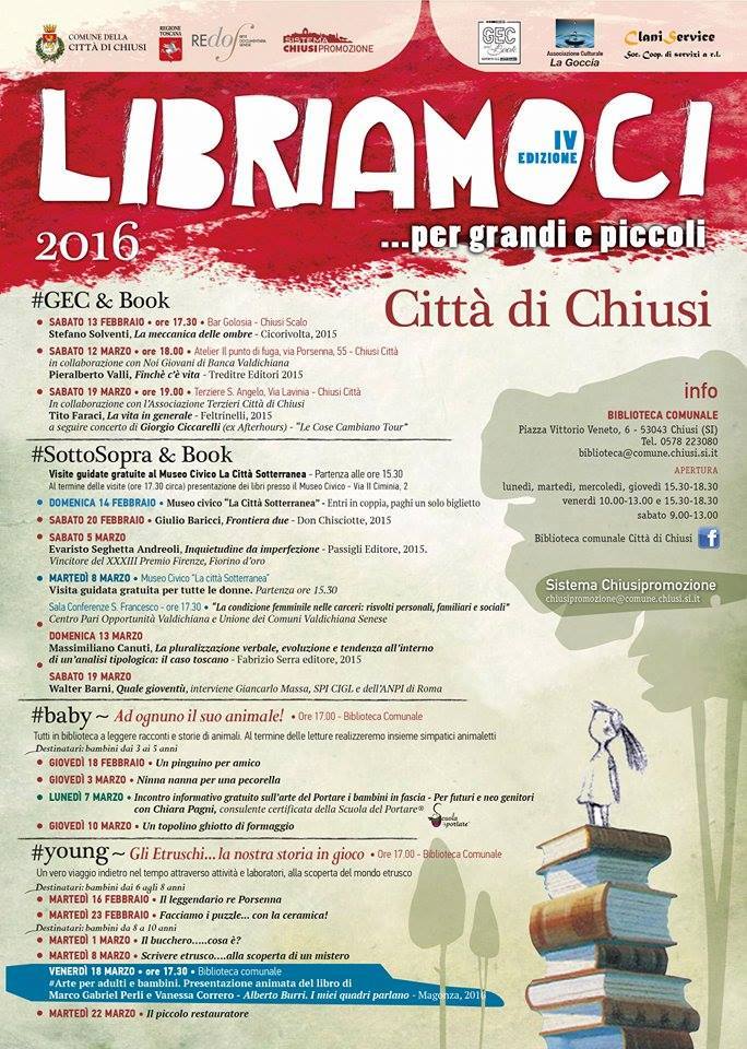 #chiusi sabato 19/03/16 ore 15:30 tour gratuito #sottosopra. A seguire #libriamoci con Walter Barni <a href="/civicochiusi/">Chiusi Sotterranea</a>