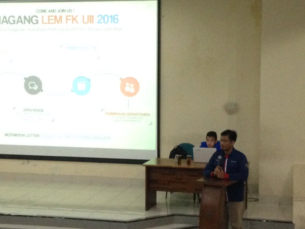 sambutan oleh ketua lem fk uii 2015-2016, ghaniy prima sandi. #maganglemfkuii16