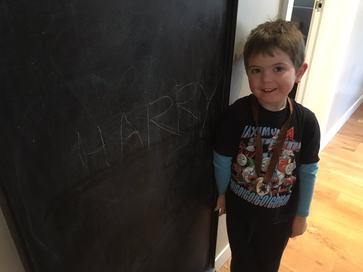 Harryship's tweet photo. Today for the first time, I wrote my name without any help! #canihavethetoyyoubribedmewithnow? https://t.co/BzVA2UrqwZ