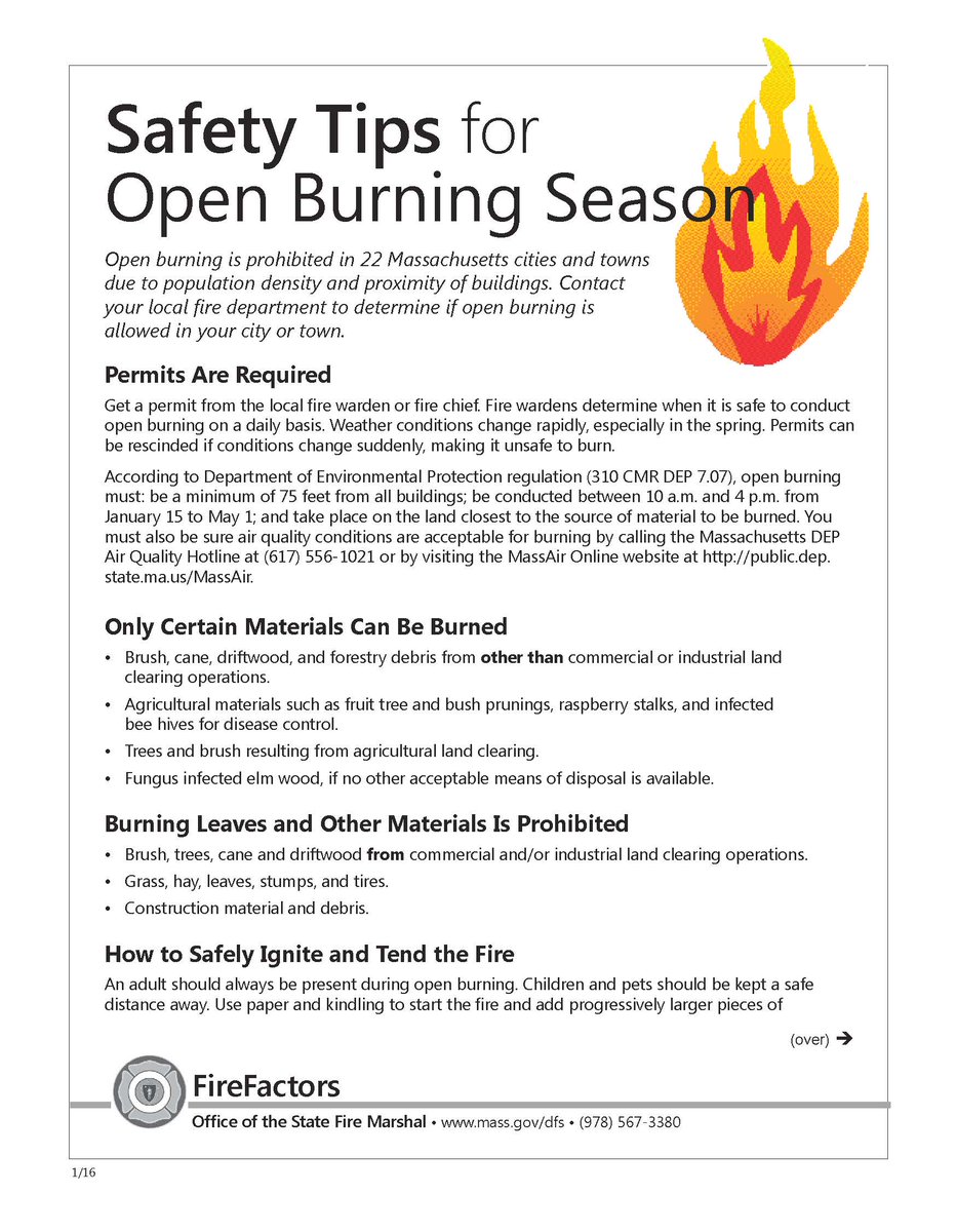 MassDFS's tweet image. Consider handing out this #OpenBurning #FireFactor with permits. #Brush fire season is here. ow.ly/ZyLWV