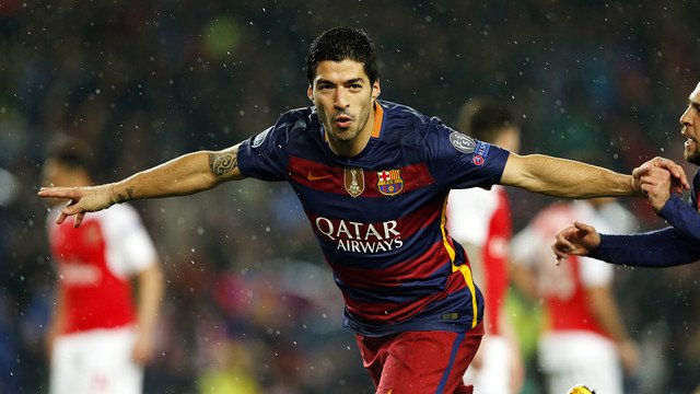 FCBarcelona's tweet image. #FCBArsenal @LuisSuarez9 says his goal let team relax ow.ly/ZAV7G