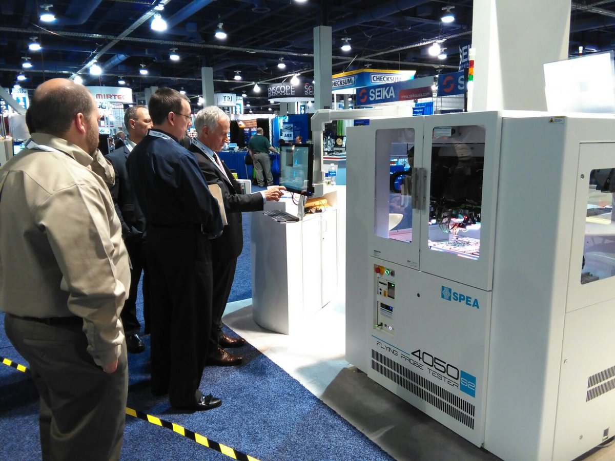 SPEA_Test's tweet image. #SPEA reveals the new revolutionary 4080 #FlyingProbe Tester at APEX 2016 #LasVegas