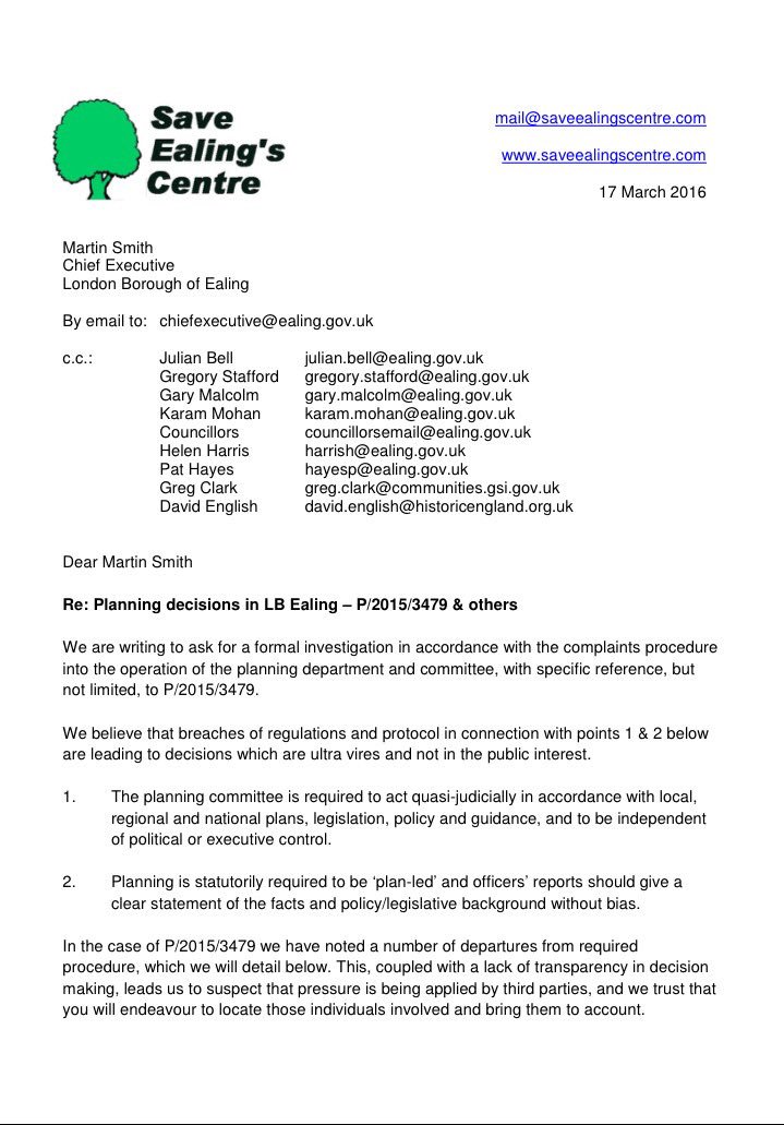 SirJulesSmith's tweet photo. Save Ealing's Centre request formal investigation into #Ealing #planning @EalCivSoc @EalingHour @JonBall #MIPIM https://t.co/frJrYWpU92