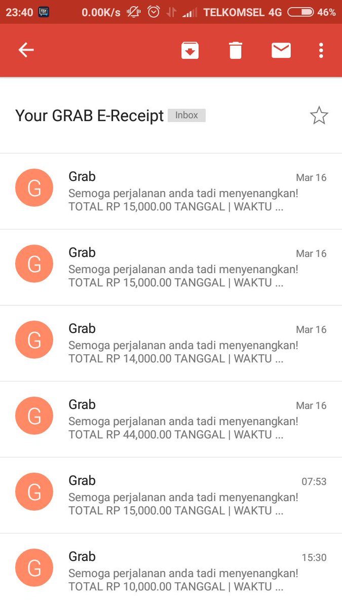 wibisnaji's tweet photo. 13x perjalanan selama 4 hari and it's totally FREE! Thankyou @GrabID sering2 adain promo ya! 😁 #cobagrab https://t.co/tnBOT5p8Ba