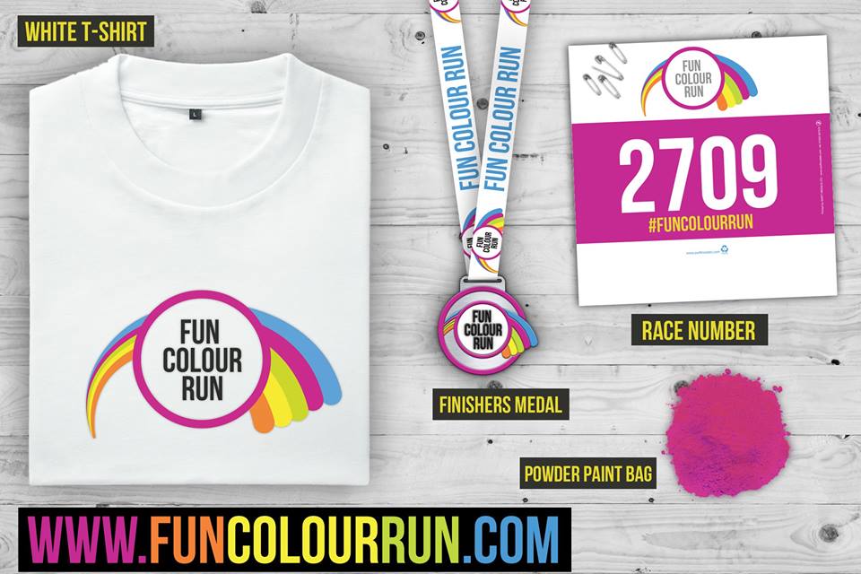 FunColourRush's tweet photo. Fun Colour Run Swag! Every participant will receive these awesome items! #Nottingham #ColourMeFun https://t.co/pcNqhocePH