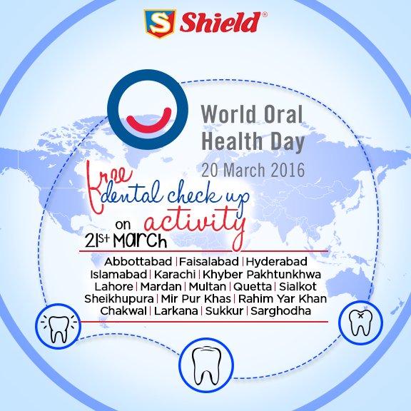 ShieldMuskuraha's tweet photo. Get free #dentalcheckups on this #WOHD on #21tstMar2016 across #Pakistan.
Link for details: https://t.co/2BvgsHkDhd https://t.co/5qEwGHXj8x