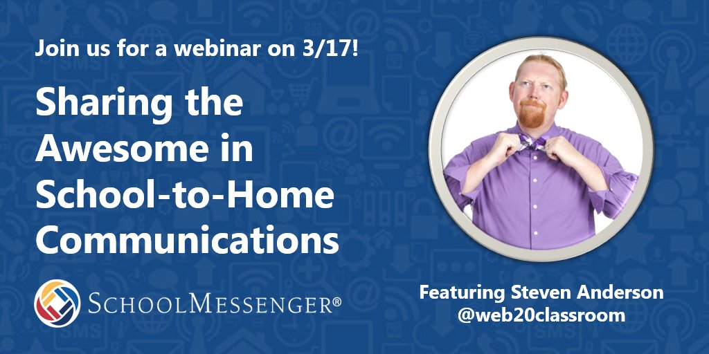 Our awesome friend <a href="/web20classroom/">𝚂𝚝𝚎𝚟𝚎𝚗 𝚆. 𝙰𝚗𝚍𝚎𝚛𝚜𝚘𝚗</a> discusses #schoolPR ideas later today. Join us! j.mp/SMMar2016Webin…