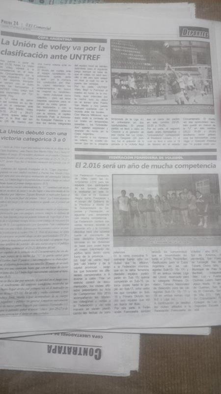 La Copa Argentina es noticia en los medios formoseños. Vamos <a href="/LaUnionFsaVoley/">La Unión Voley</a> !!!