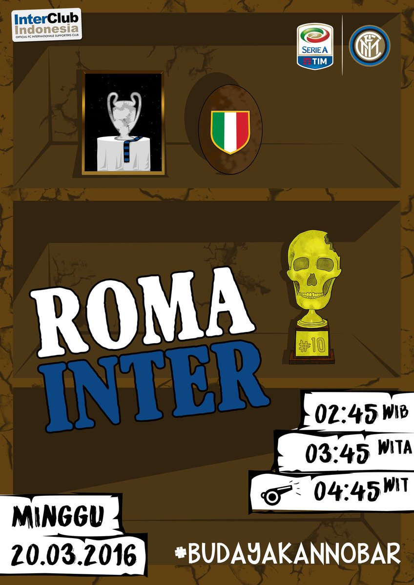 InterClubIndo's tweet photo. #GrandePartita
⚽ #Roma vs #Inter
📆 Minggu, 20.03.16
🕝 Pkl. 02.45 WIB
📡 BeIN 1
#ForzaInter
#Inter108
#BudayakanNobar https://t.co/KBOFaSIKth