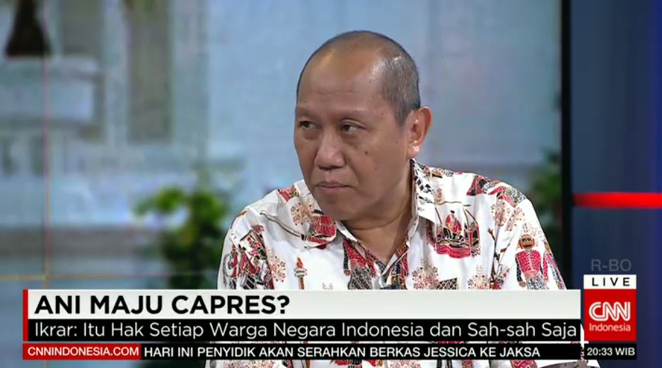 CNN Indonesia Daily (@cnniddaily) on Twitter photo Peneliti Senior LIPI <a href="/IkrarNusaBhakti/">Ikrar Nusa Bhakti</a>: Maju menjadi presiden adalah hak semua orang. Itu sah-sah saja. #Prime Peneliti Senior LIPI <a href="/IkrarNusaBhakti/">Ikrar Nusa Bhakti</a>: Maju menjadi presiden adalah hak semua orang. Itu sah-sah saja. #Prime